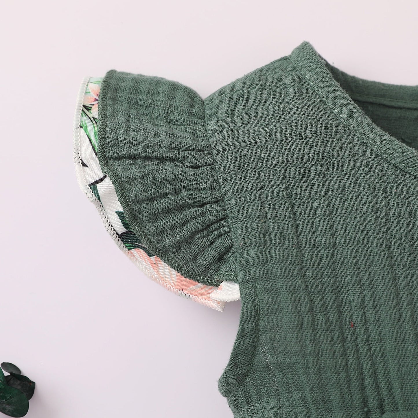 Adorable Green Ribbed Ruffle Romper for Baby Girls – Summer Outfit (6-9 Months)