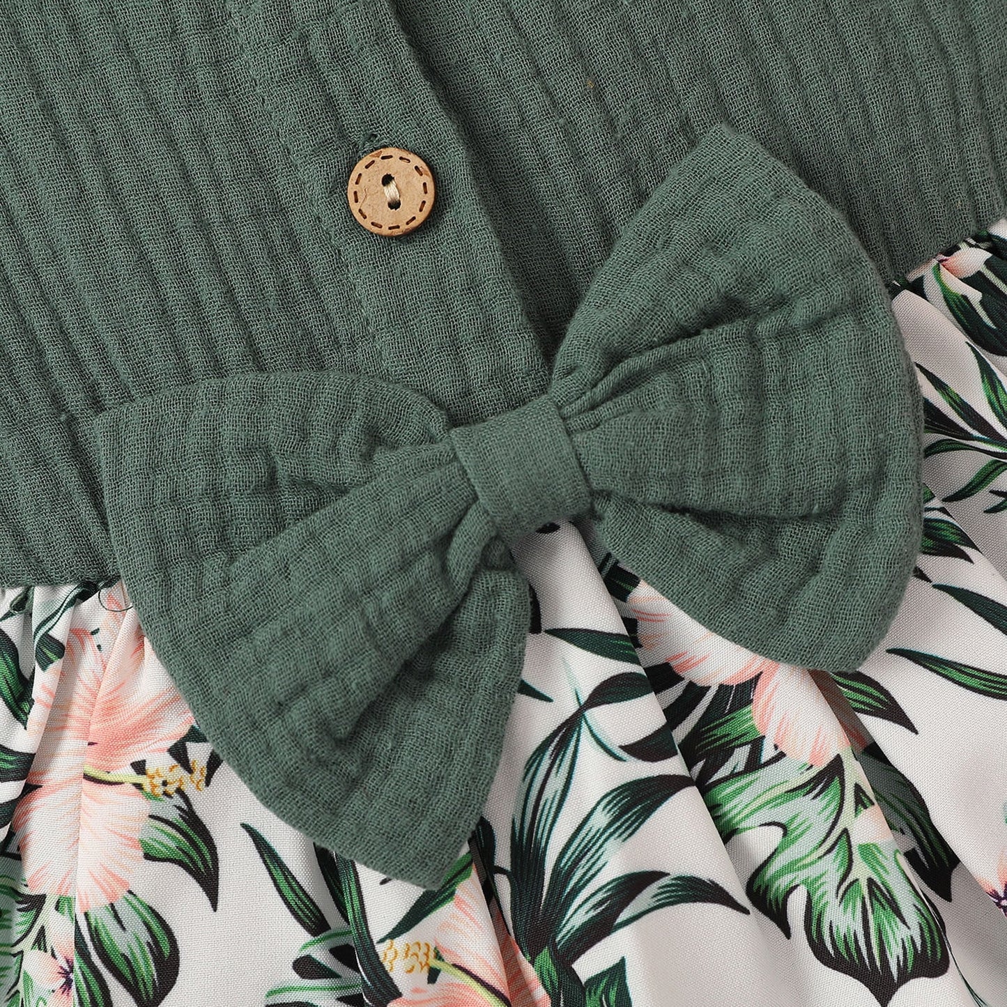 Adorable Green Ribbed Ruffle Romper for Baby Girls – Summer Outfit (6-9 Months)