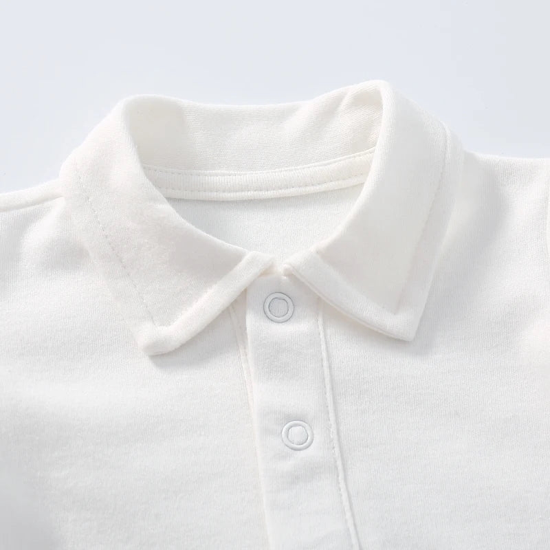 Chic 100% Cotton Long Sleeve Polo Bodysuit for Baby Boys - Ideal for Spring & Autumn (0-24 Months)