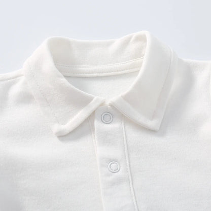Chic 100% Cotton Long Sleeve Polo Bodysuit for Baby Boys - Ideal for Spring & Autumn (0-24 Months)