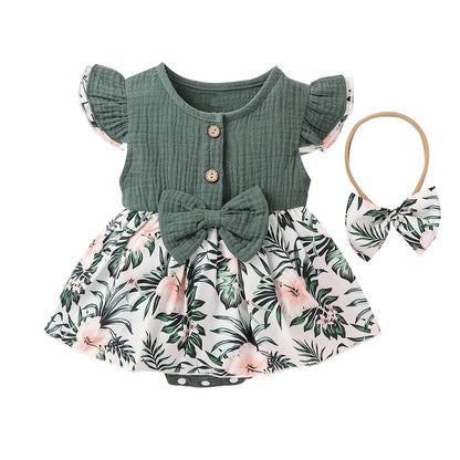 Adorable Green Ribbed Ruffle Romper for Baby Girls – Summer Outfit (6-9 Months)