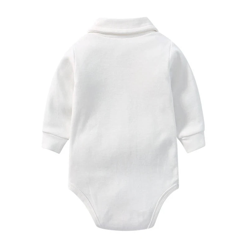 Chic 100% Cotton Long Sleeve Polo Bodysuit for Baby Boys - Ideal for Spring & Autumn (0-24 Months)