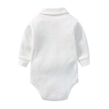 Chic 100% Cotton Long Sleeve Polo Bodysuit for Baby Boys - Ideal for Spring & Autumn (0-24 Months)