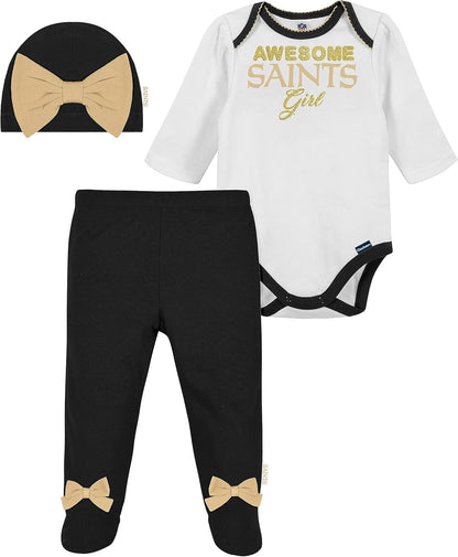 Adorable NFL Baby Girls Team Footed Pant & Bodysuit Gift Set - Perfect for Young Fans!