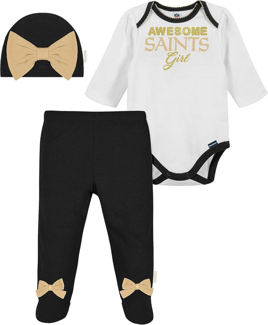 Adorable NFL Baby Girls Team Footed Pant & Bodysuit Gift Set - Perfect for Young Fans!