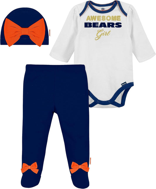 Adorable NFL Team Footed Pant and Bodysuit Gift Set for Baby Girls